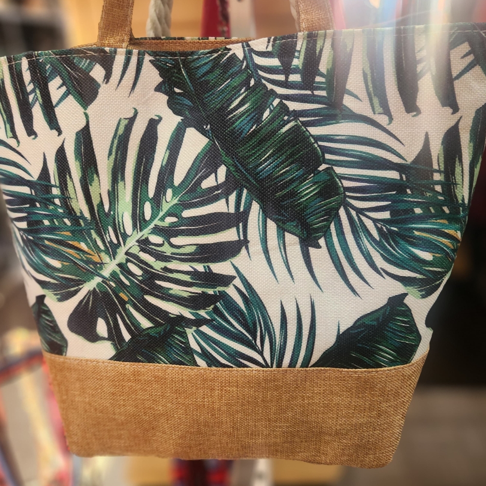 Tropical Leaf Print Tote Bag